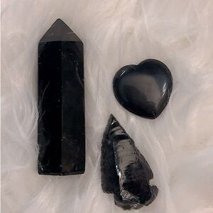 Black obsidian crystal bundle (3pcs)